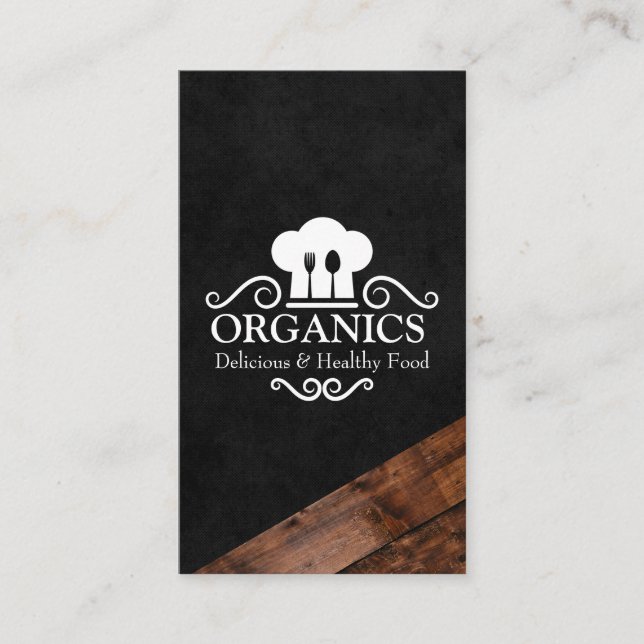 Carte De Visite Chef de restaurant | Ustensiles de cuisine | Bois (Devant)
