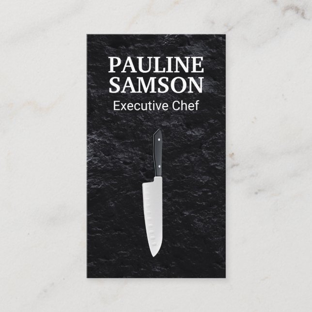 Carte De Visite Chef exécutif | Ardoise | Couteau culinaire (Devant)