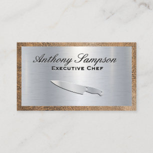 Carte De Visite Chef exécutif Argent métallique Bordure en cui