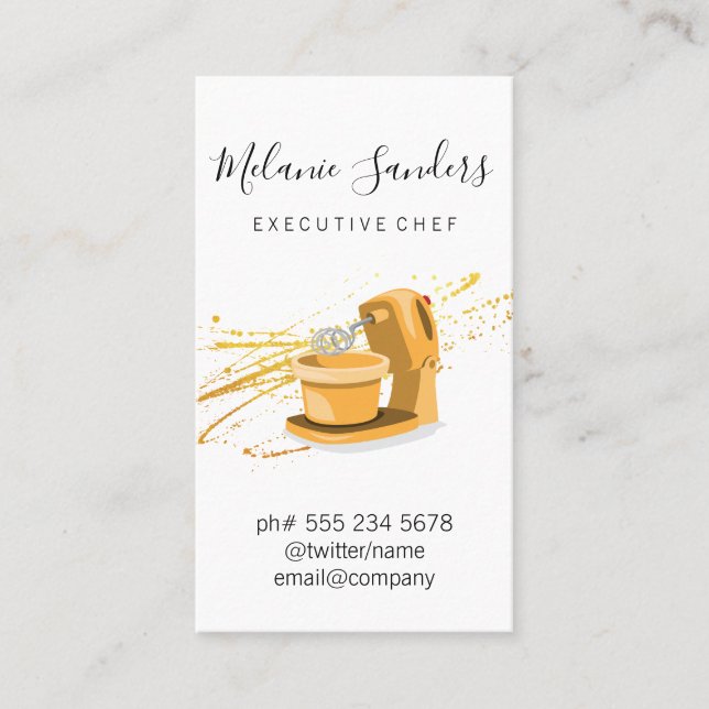 Carte De Visite Chef exécutif | Machine de mixage (Devant)
