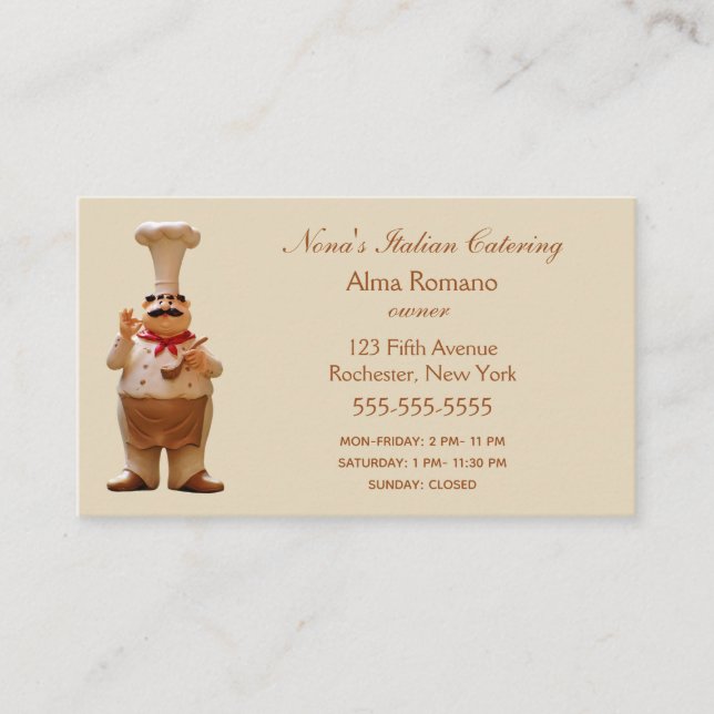 Carte De Visite Chef Italien Avec Apron (Devant)