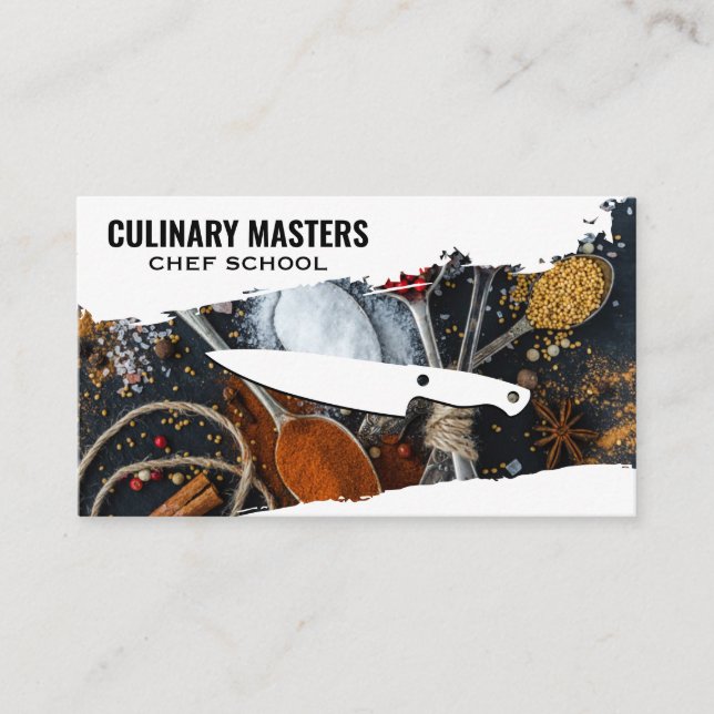 Carte De Visite Chef Knife | Épices cuillères (Devant)