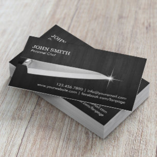 Carte De Visite Chef Knife Restauration Restaurant Elegan Dark Woo