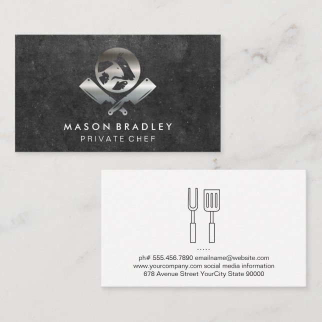 Carte De Visite Chef | Logo du boucher (Devant / Derrière)