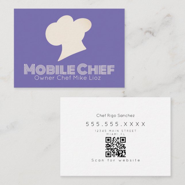 Carte De Visite Chef mobile Propriétaire de camion de cuisine Cart (Devant / Derrière)