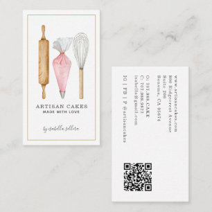 Carte De Visite Chef Pâtissier Aquarelle Ustensiles de Cuisine pou