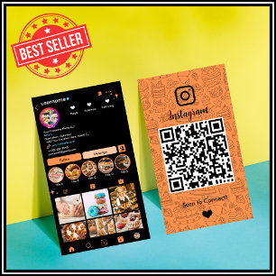 Carte De Visite Chef Pâtissier Orange Instagram Traiteur QR