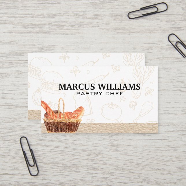 Carte De Visite Chef pâtissier | Panier de pain (Devant/Arrière en situation)