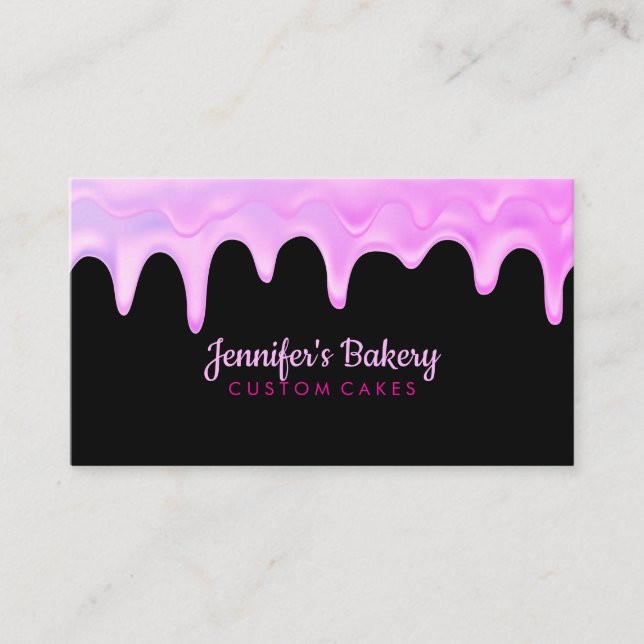 Carte De Visite Chef pâtissier Pink Black Driving Gâteau Boulanger (Devant)
