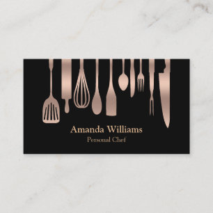 Carte De Visite Chef Personnel Cuisine Cuisine Argent Ustensiles