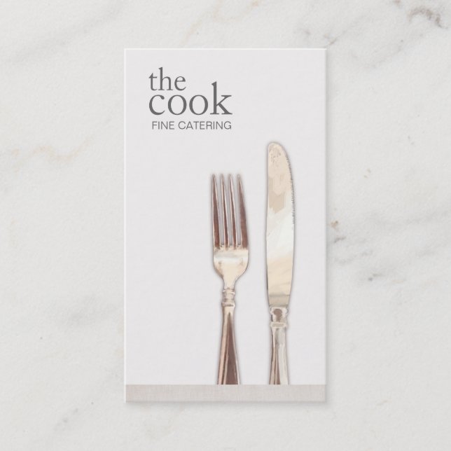 Carte De Visite Chef personnel Elégant cuisine fourche et couteau (Devant)