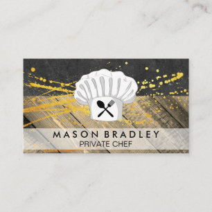Carte De Visite Chef personnel Panneau en bois Ardoise Or Spatter