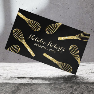 Carte De Visite Chef personnel Parties scintillant d'or Whisk pâti