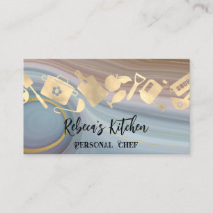 Carte De Visite Chef personnel Restaurant Catalogue Logo QR Code B