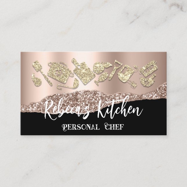 Carte De Visite Chef personnel Restaurant Restauration QR Logo Or (Devant)
