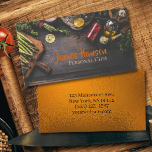 Carte De Visite Chef personnel Restauration Légumes et herbes Desi