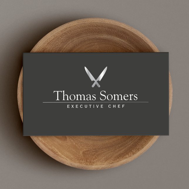 Carte De Visite Chef Personnel Simple Couteau Logo Restauration (Créateur téléchargé)