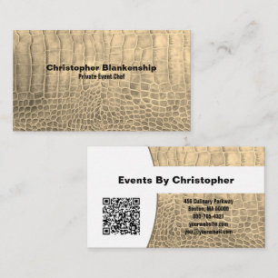 Carte De Visite Chef personnel Tan Texture serpent peau QR Code