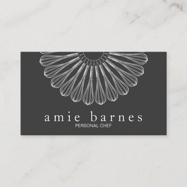 Carte De Visite Chef personnel Whisk Logo Restauration noir (Devant)