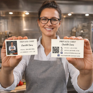 Carte De Visite Chef privé ivoire photo traiteur code QR