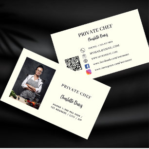 Carte De Visite Chef privé ivoire photo traiteur code QR