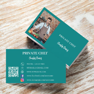 Carte De Visite Chef privé turquoise de restauration de photos ver