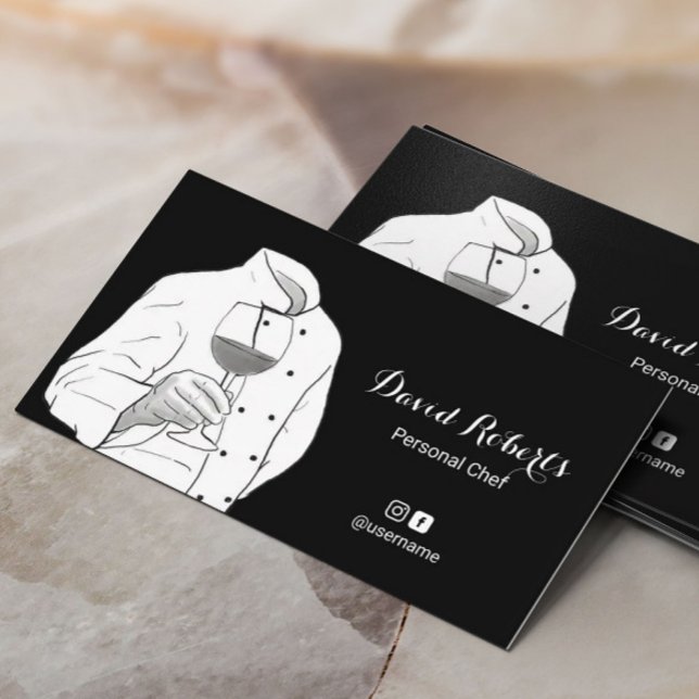 Carte De Visite Chef Professionnel Cuisine Noire & Blanc (Créateur téléchargé)