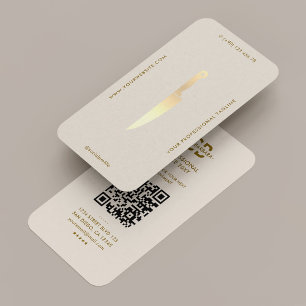 Carte De Visite Chef Professionnel Minimal Sable De Couteau