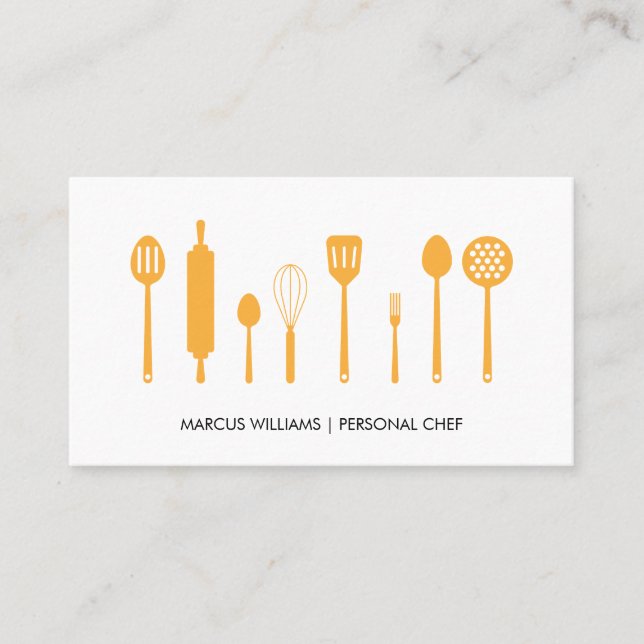 Carte De Visite Chef professionnel | Ustensiles de cuisine (Devant)