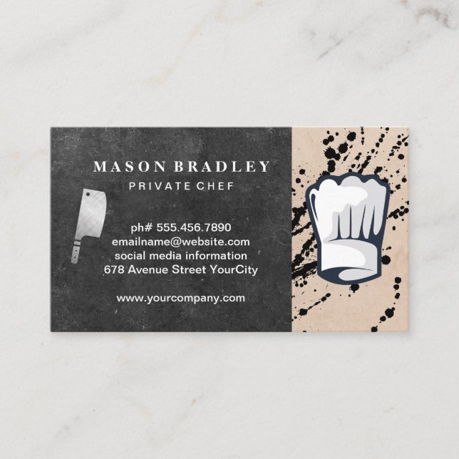 Carte De Visite Chef | Propriétaire du restaurant | Cutlerie | Cui (Devant)