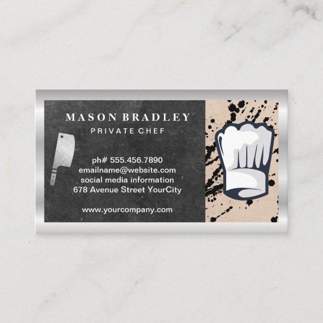 Carte De Visite Chef | Propriétaire du restaurant | Industrie alim (Devant)