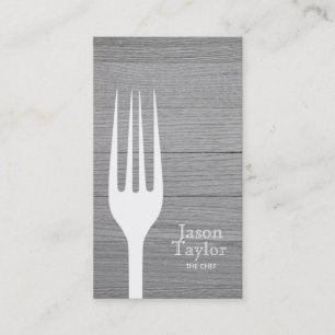 Carte De Visite Chef Restauration Restauration Fourche Logo Gris B