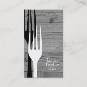 Carte De Visite Chef Restauration Restauration Fourche Logo Gris B