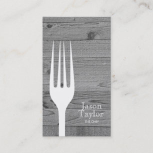 Carte De Visite Chef Restauration Restauration Fourche Logo Gris B