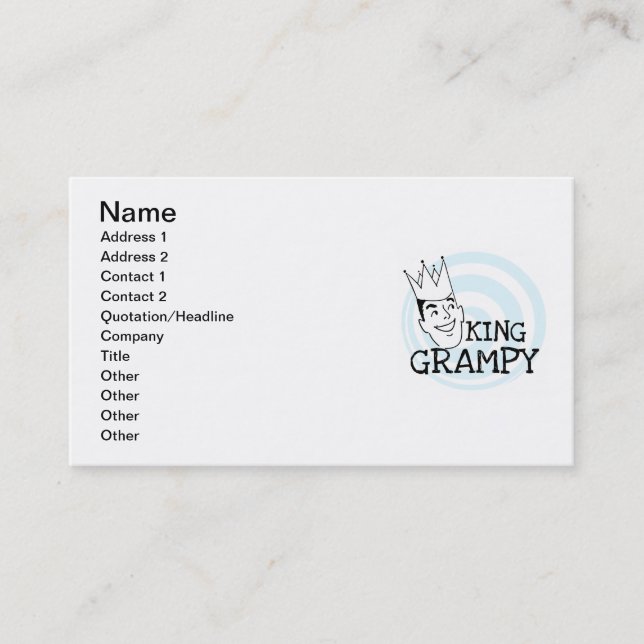 Carte De Visite Chemises et cadeaux King Grampy (Devant)