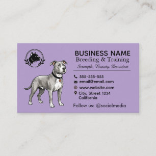 Carte De Visite Chenil et Éleveur de Terrier Pit Bull Professionne