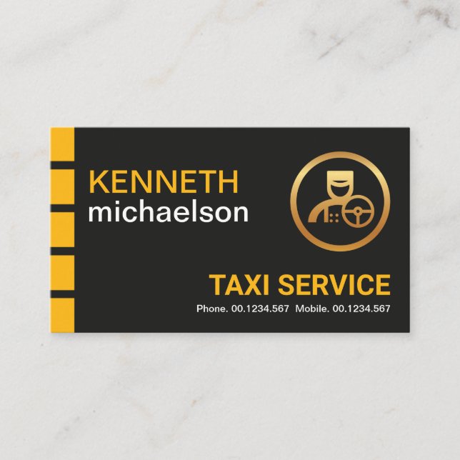 Carte De Visite Chèque jaune double nom Couleurs Taxi conducteur (Devant)