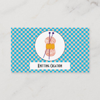 Carte De Visite Chèques Bleu clair & Beige Motif & Tricot