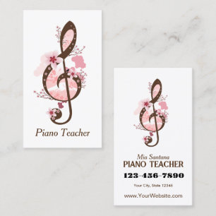 Carte De Visite Cherry Blossom Music Piano Enseignant