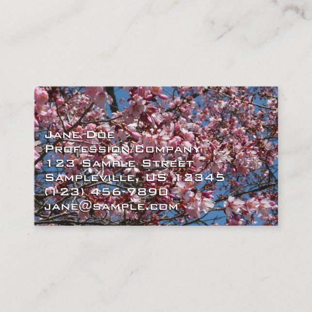 Carte De Visite Cherry Blossoms et Blue Sky Spring Floral (Devant)