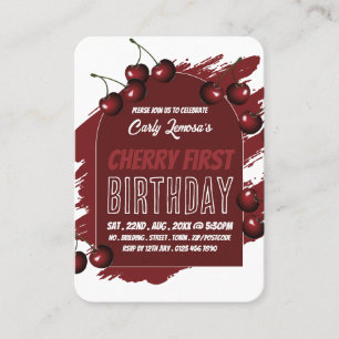 Carte De Visite Cherry Design Berry First Birthday Handout Billets