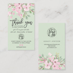Carte De Visite Cherry sakura logo floral rose commander merci