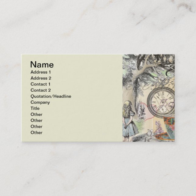 Carte De Visite Cheshire Chat Alice Wonderland Classic (Devant)