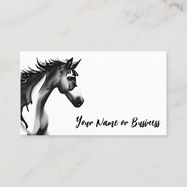 Carte De Visite Cheval Abstrait noir et blanc (Devant)