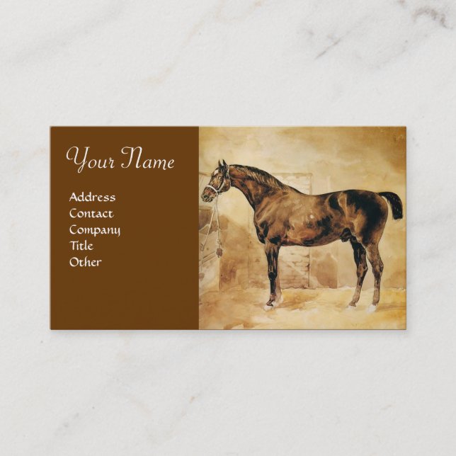 CARTE DE VISITE CHEVAL ANGLAIS EN CHEVAL STABLE (Devant)