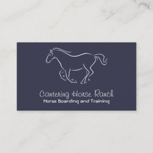 Carte De Visite Cheval blanc avançant à petit galop sur le bleu