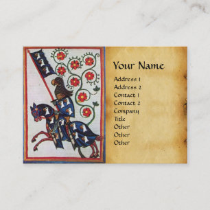 Carte De Visite CHEVAL CHEVAL BLEU ROUGE Roses rouges Parchemin mé