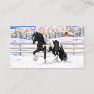Carte De Visite Cheval d'attelage de la bandelette tzigane noire d