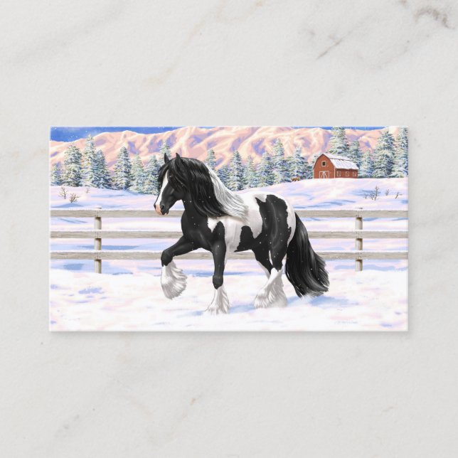 Carte De Visite Cheval d'attelage de la bandelette tzigane noire d (Devant)
