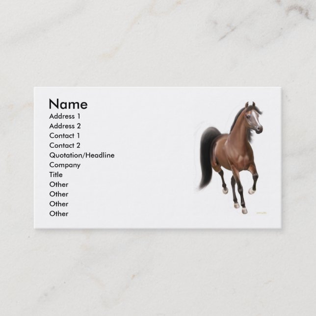 Carte De Visite Cheval de baie de trot (Devant)